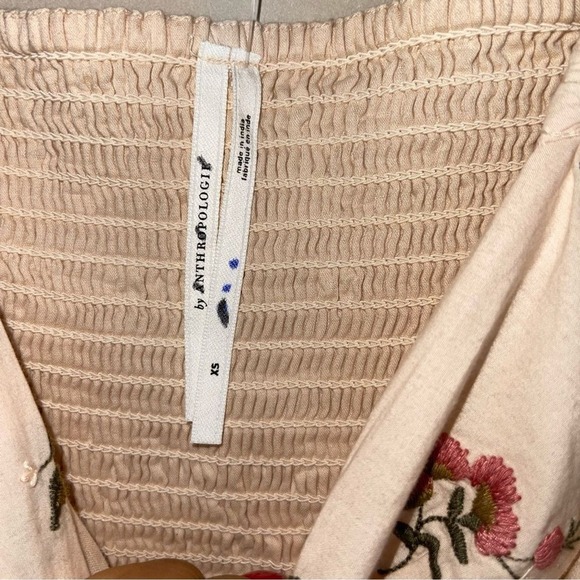 Anthropologie embroidered long sleeve mini floral peasant baby doll dress XS - Picture 12 of 15